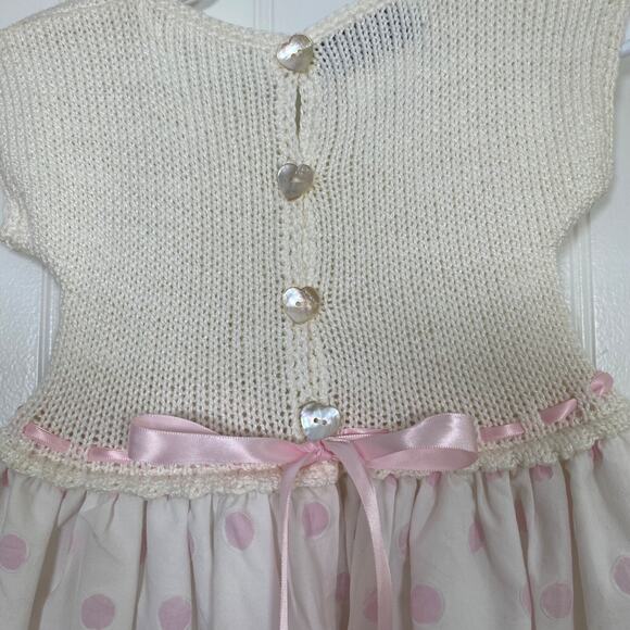 VTG Luba Robert Baby Girls Dress Size 24 mos Easter Party Church Pink Dots - Picture 5 of 9